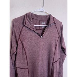 REI Co-op‎ Quarter Zip Pullover Womens Medium Purple Heathered Active Top